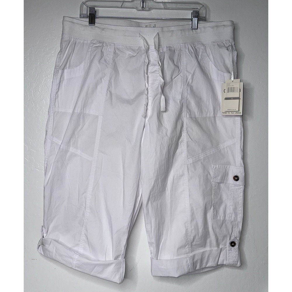 Dash Suzanne Poplin Capris Women Size XL Adjustable Leg Roll Beach Casual New